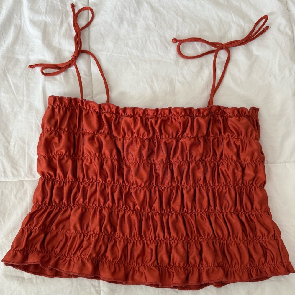 Urban Outfitters Rust Smocked Top